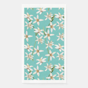 Summer Lemon blossom pattern on teal  Napkin