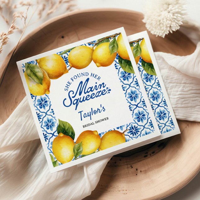 Summer Lemon Bridal Shower Paper Napkin (Creator Uploaded)