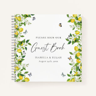 Summer Lemon Butterflies Wedding Guest Book