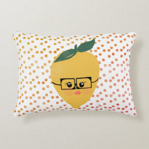 Summer Lemon Cartoon Hand Drawn Doodle   Decorative Cushion