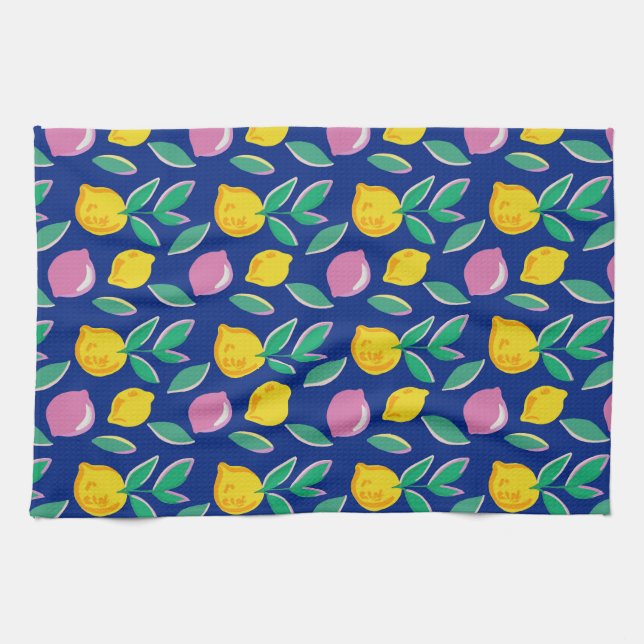 Summer Lemon Colourful Tea Towel (Horizontal)