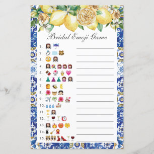 Summer Lemon Floral Bridal Shower Picture Game