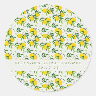 Summer Lemon Fruit Pattern Custom Bridal Shower Classic Round Sticker