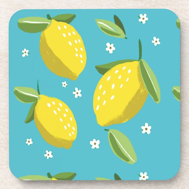 Summer Lemon Hard plastic coaster (Front)