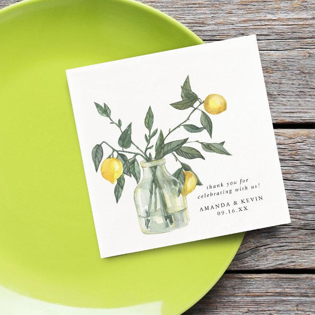 Summer Lemon In Jar Wedding Paper Napkin (Summer Lemon In Jar Wedding Paper Napkins)