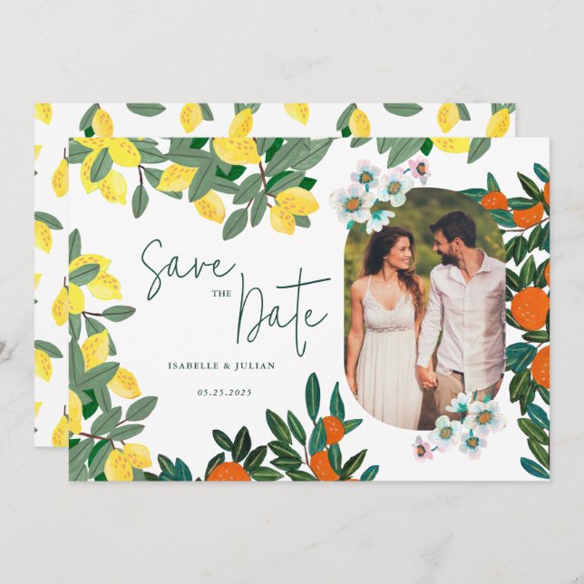 Summer Lemon Italy Wedding Save The Date (Front/Back)