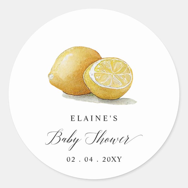 Summer Lemon Lime Citrus Baby Shower  Classic Round Sticker (Front)