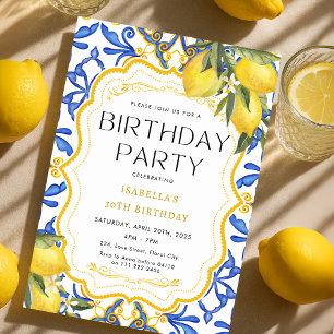 Summer Lemon Mediterranean Birthday Party  Invitation