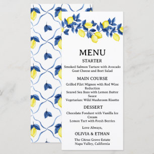 Summer Lemon Mediterranean Wedding Menu