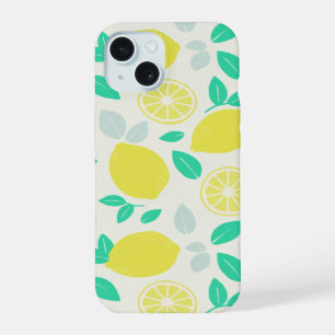 Summer Lemon Pattern in Cream iPhone 15 Case