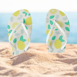 Summer Lemon Pattern in Cream Thongs