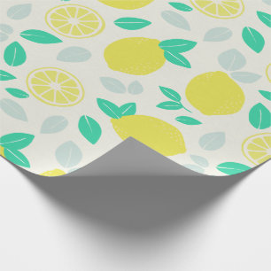 Summer Lemon Pattern in Cream Wrapping Paper
