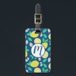 Summer Lemon Pattern in Navy Blue Luggage Tag<br><div class="desc">A trendy summer pattern of bright yellow full lemons and lemon slices surrounded in teal and mint coloured leaves,  and placed on a lovely navy blue background. This citrus fruit pattern is perfect for summery sun filled days.</div>