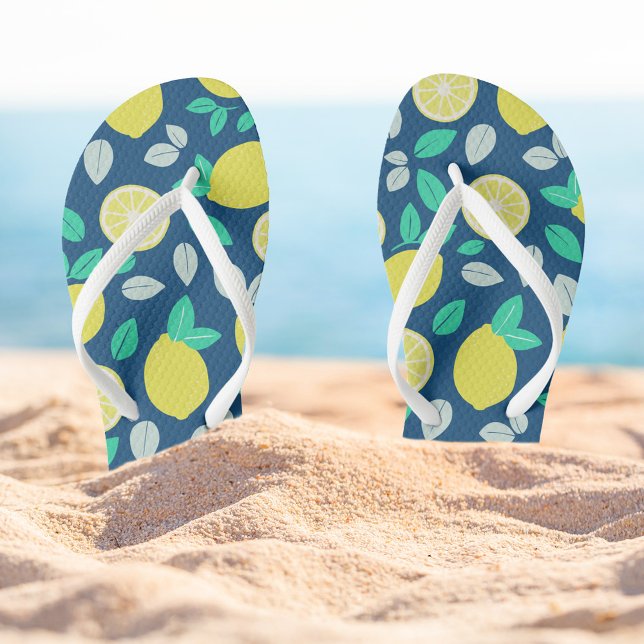 Summer Lemon Pattern in Navy Blue Thongs (Creator Uploaded)