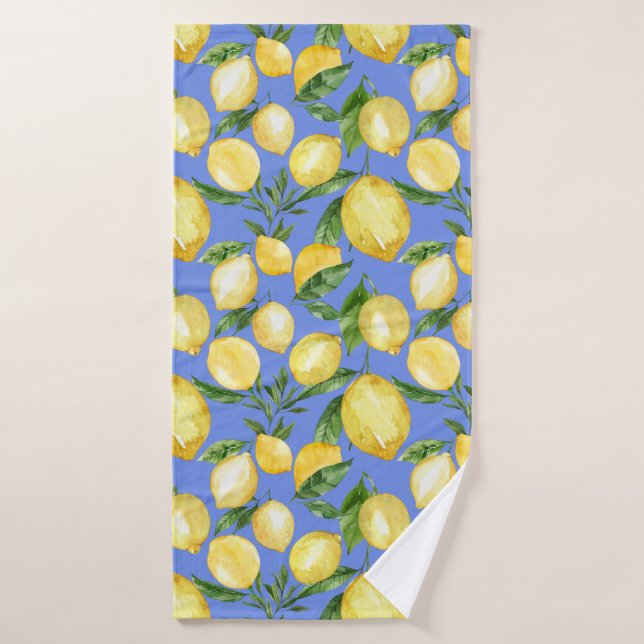 Summer lemon pattern Italy blue Bath Towel (Bath Towel)