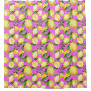 Summer lemon pattern Italy pink Shower Curtain