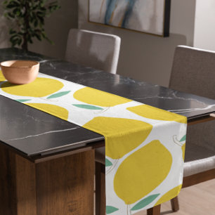 Summer Lemon-Patterned Custom Background Color Short Table Runner