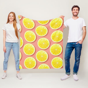 Summer Lemon Slices Pattern Fleece Blanket