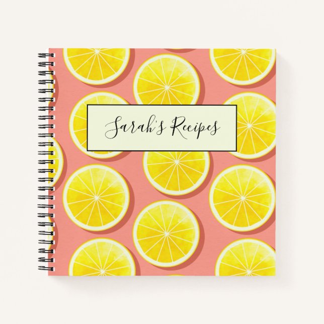Summer Lemon Slices Pattern Notebook (Front)