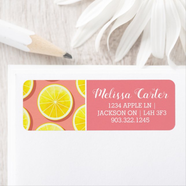 Summer Lemon Slices Pattern Return Address Label (Insitu)