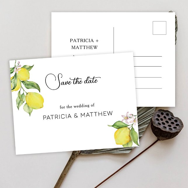 Summer lemon Wedding Save The Date Invitation Postcard (Creator Uploaded)