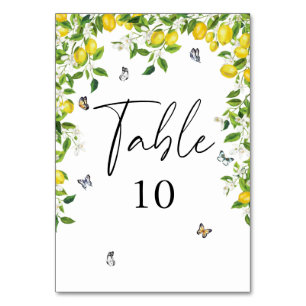 Summer Lemon Wedding  Table Number