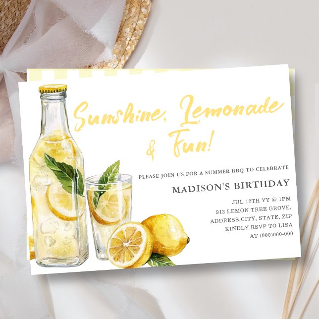Summer Lemonade BBQ Birthday Party Invitation (Creator Uploaded)