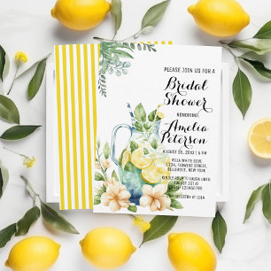 Summer Lemonade Green Leaves Bridal Shower Invitation