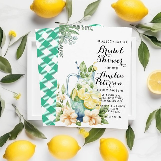 Summer Lemonade Green Leaves Bridal Shower Invitation (Creator Uploaded)