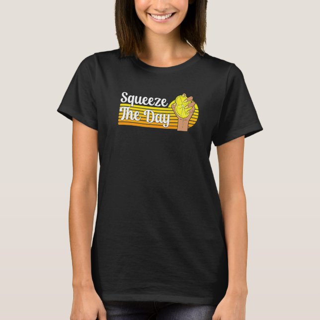 Summer Lemonade Stand Squeeze Day Fruit Juice Pun T-Shirt (Front)
