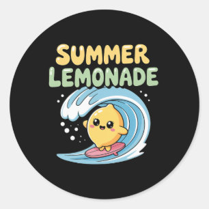 Summer Lemonade Vibes Surfing Lemon Wave _1 Classic Round Sticker