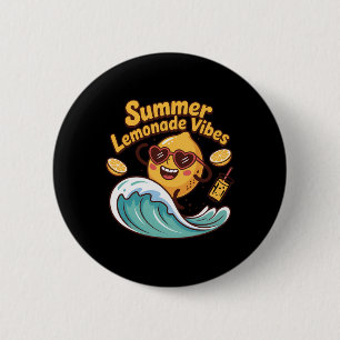 Summer Lemonade Vibes Surfing Lemon Wave 6 Cm Round Badge