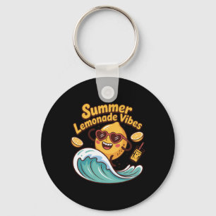 Summer Lemonade Vibes Surfing Lemon Wave Key Ring