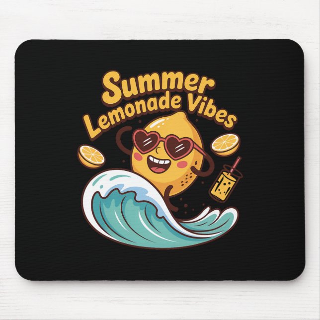 Summer Lemonade Vibes Surfing Lemon Wave  Mouse Pad (Front)