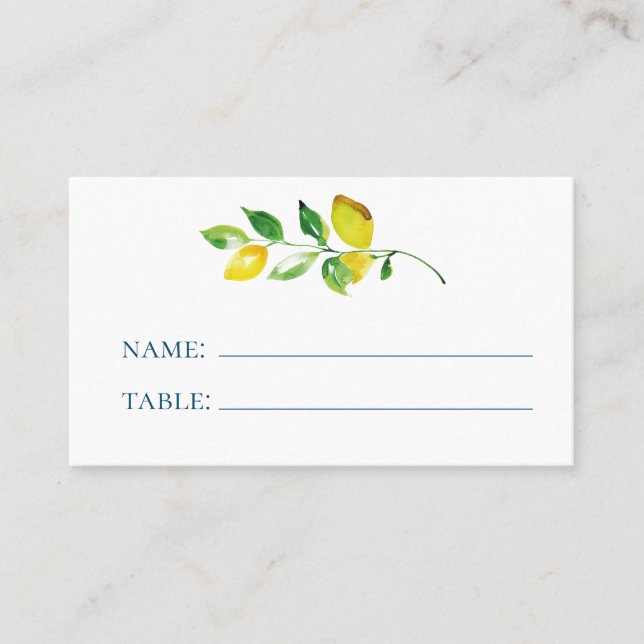 Summer Lemons and Foliage Place Card (Front)