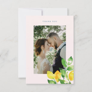 Summer Lemons and Foliage Wedding Photo Thank You Card