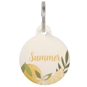Summer Lemons & Blossoms Custom Pet ID Tag