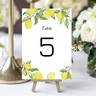 Summer lemons wedding table number Card