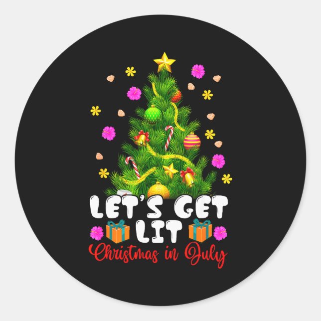 Summer Lets Get Lit Christmas In July Trocal Chris Classic Round Sticker (Front)