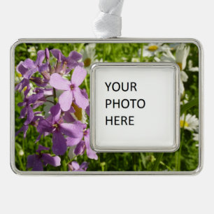 Summer Lilac and Daisies Silver Plated Framed Ornament