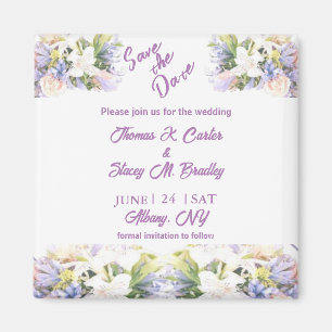 Summer Lilac Wildflower Romantic Wedding Magnet