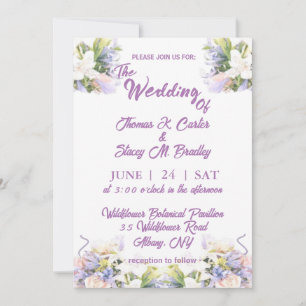 Summer Lilac Wildflower Romantic Wedding  Save The Date