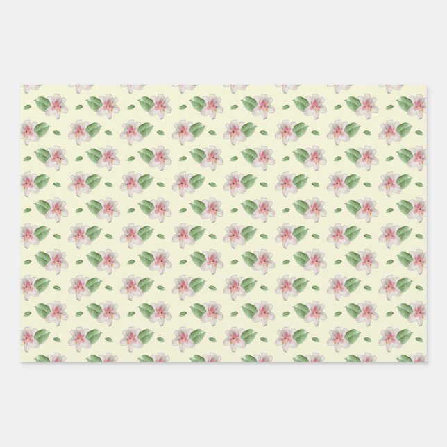 Summer Lily Floral Seamless Pattern Wrapping Paper Sheet (Front)