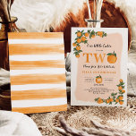 Summer Little Cutie Orange Citrus 2nd Birthday Invitation<br><div class="desc">This citrus-themed invitation is perfect for summer birthdays. Featuring beautiful hand-painted orange and greenery. You can personalise the back of the invitation further by changing the stripes pattern to any image and adding additional details.</div>