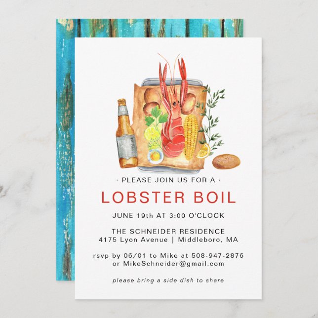 Summer Lobster Boil | Lobster Bake Cookout  Invitation (Front/Back)