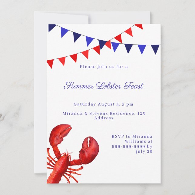 Summer Lobster Feast Party Invitation (Front)