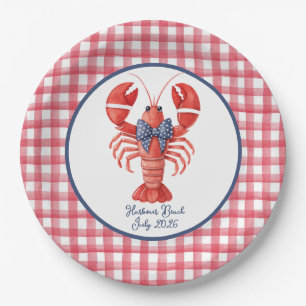 Summer Lobster, Gingham, July 4th Paper Plate
