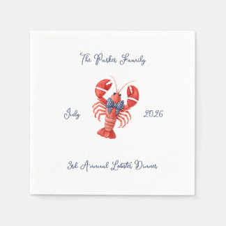 Summer Lobster with Bow, July 4th, Coastal Wedding Napkin