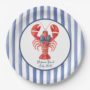Summer Lobster with Nautical Stripe Paper Plate