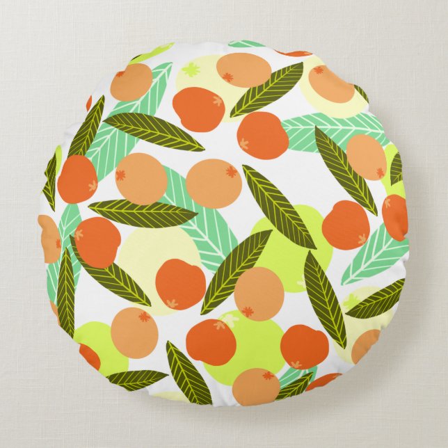 Summer Loquat Fruits Greenery   Round Cushion (Front)